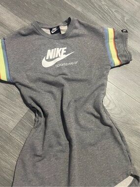 Nike Gray Tee with Rainbow Sleeve Bands